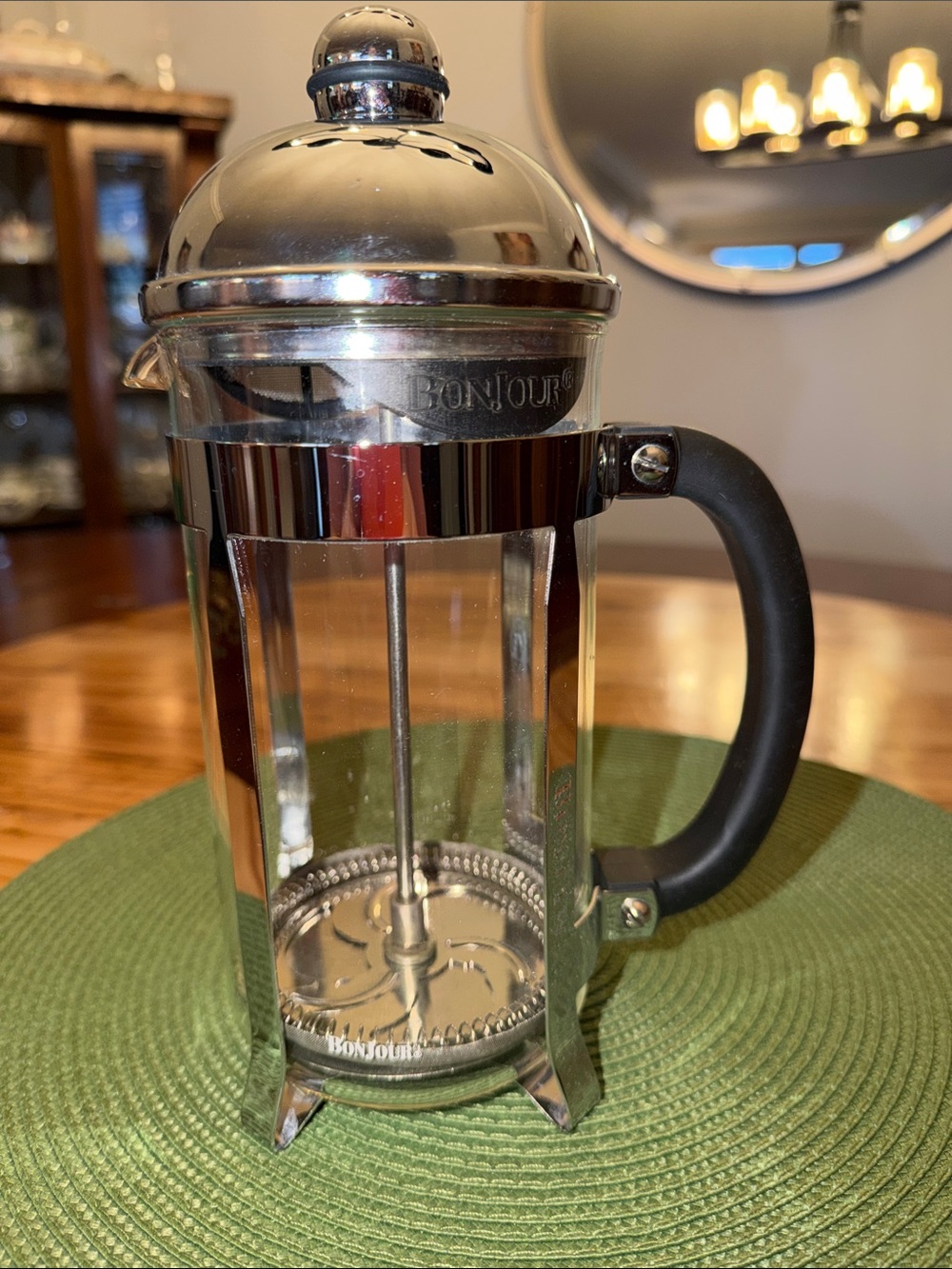 Bonjour Stainless Steel and Glass French Press Coffee Maker - Black Handle